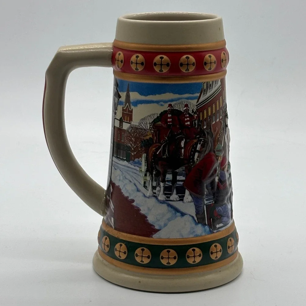 Budweiser 1993 Holiday Stein Hometown Holiday Clydesdales Ceramarte Brazil